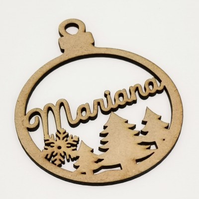 Bola Natal Recortada MDF Pinheiro