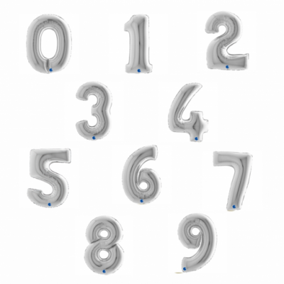 Balão Número Prateado Gigante