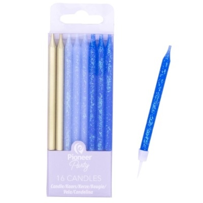 Conj. Velas Azul e Dourado Glitter