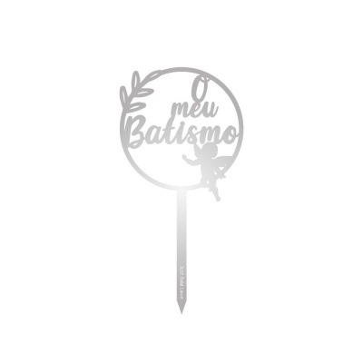 Mini Topo Bolo O meu Batismo Prata