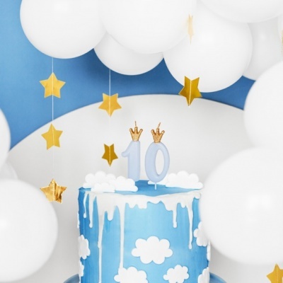 Vela Número Azul Coroa Dourada