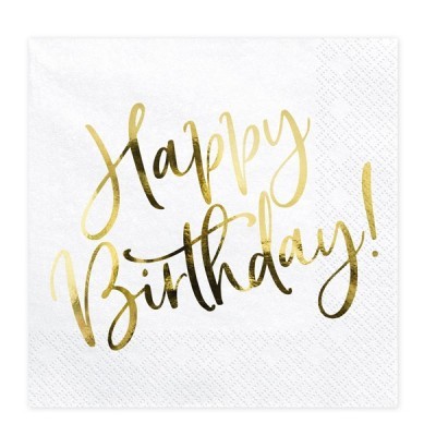 Guardanapos Happy Birthday Dourado