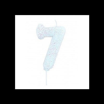 Vela Número Glitter Branca