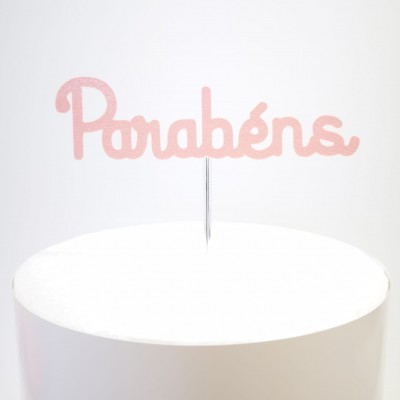 Topo Bolo Parabéns Papel Glitter