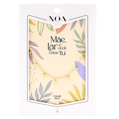 Colar em Aço Dourado “Mãe, lar é onde estás tu”