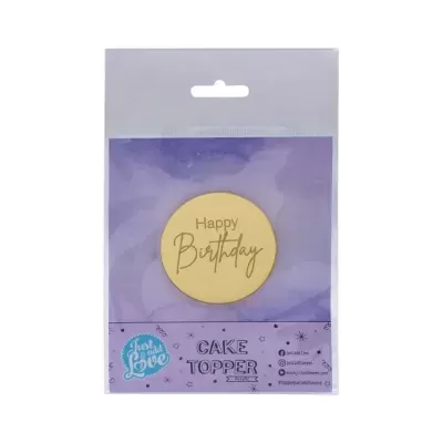 Aplique Ouro Redondo "HAPPY BIRTHDAY"