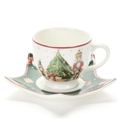 Christmas Carol Conj. 2 Chávenas e Pires Café em Estrela Verde