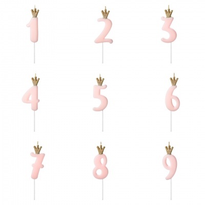 Vela Número Rosa Coroa Dourada