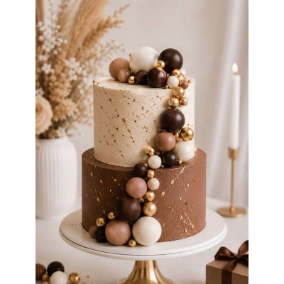 Toppers Bolas Castanhas, beges e Douradas
