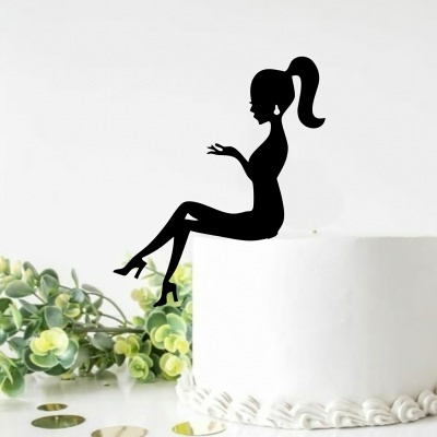 Topo Bolo Acrílico Silhueta Boneca