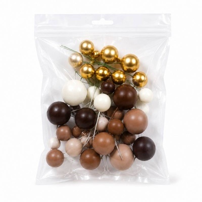 Toppers Bolas Castanhas, beges e Douradas