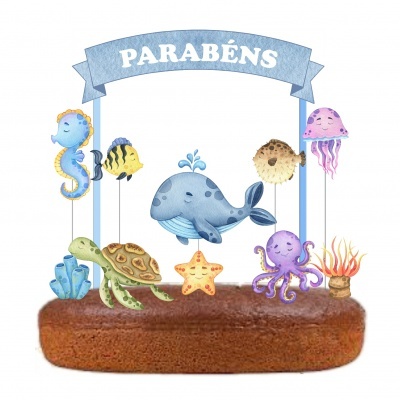 Topo Bolo Fundo do Mar