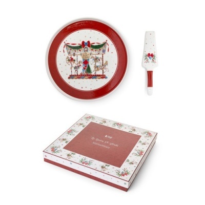 Christmas Carrossel Prato Bolo c/ Espátula