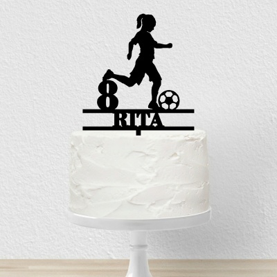 Topo Bolo Futebol Menina Nome e Idade