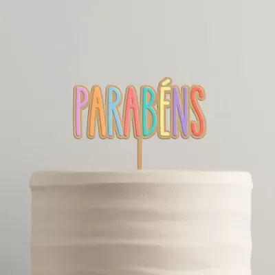 Topo de Bolo Cores Pastel Parabéns