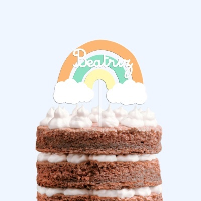 Topo Bolo Arco-Íris c/ Nome Cor 3