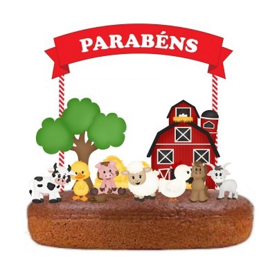 Topo Bolo Animais da Quinta