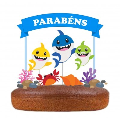 Topo Bolo Baby Shark Azul