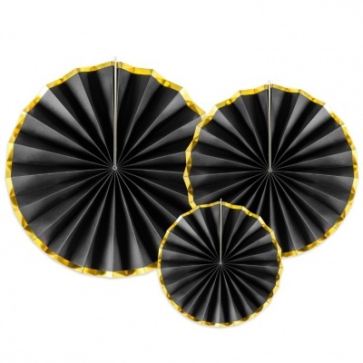 Conj. 3 Rosetas Preto e Dourado