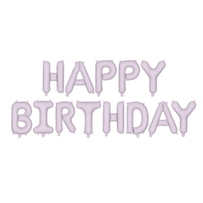 Balões Happy Birthday Lilás Pastel
