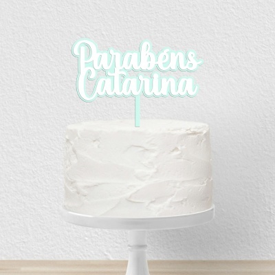 Topo Bolo Acrilico Duplo Branco e Cor Pastel