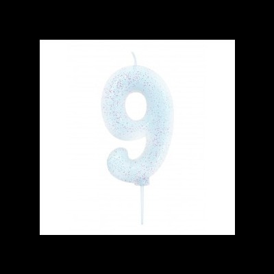 Vela Número Glitter Branca