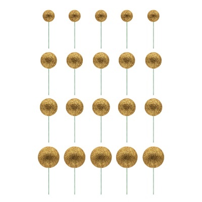 Toppers Bolas Glitter Ouro - conj.20
