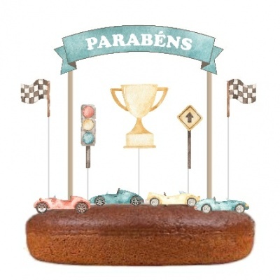 Topo Bolo Carrinhos e Corridas