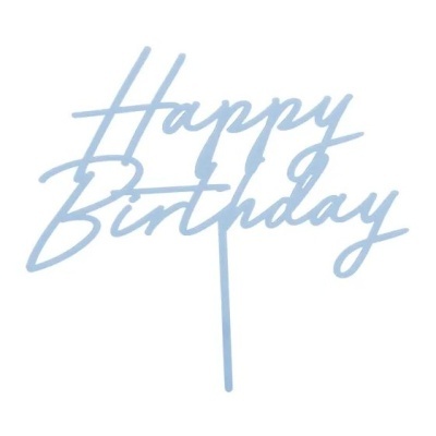Topo Happy Birthday Azul Claro Acrílico
