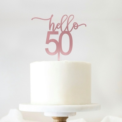 Topo Bolo Hello 50 Acrilico