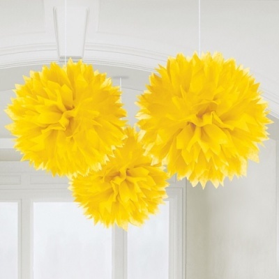Conj. 3 Pompons Amarelo Grandes