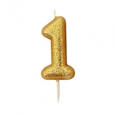 Vela Número Glitter Dourado