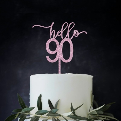 Topo Bolo Hello 90 Acrilico Glitter