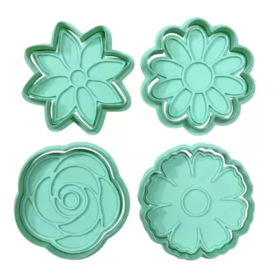 Conj. Mini Cortadores c/ Carimbo Flores 2