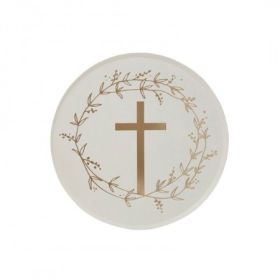 Pratos Comunhão Cruz Dourada