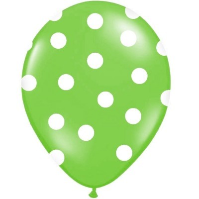 Conj. 6 Balões Bolinhas Verde Lima