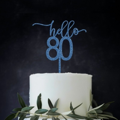 Topo Bolo Hello 80 Acrilico Glitter