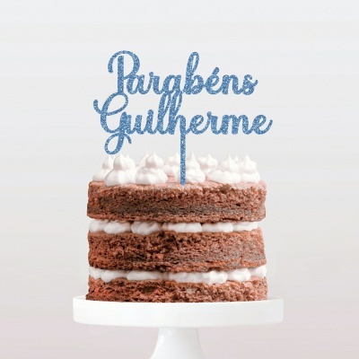 Topo Bolo Acrilico Letra 3 Glitter