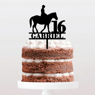 Topo Bolo Equitação Hipismo Menino Nome e Idade