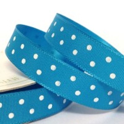 Fita Azul Turquesa Cetim Bolas 10mm