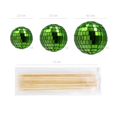 Toppers Bolas Espelhos Verde