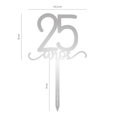 Topo Bolo 25 anos Prateado