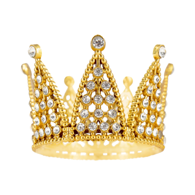 Coroa Topo de Bolo Dourada com Diamantes