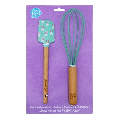 Kit Espátula Coelhinhos + Batedor de Bolos