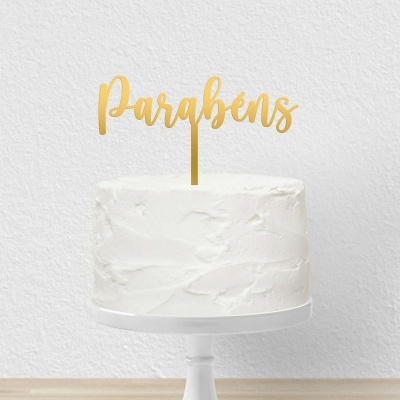 Topo Bolo Parabéns Letra 2 Acrilico