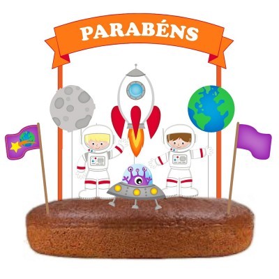 Topo Bolo Espaço e Astronautas