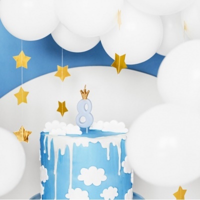 Vela Número Azul Coroa Dourada