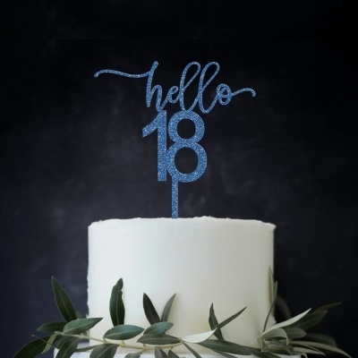 Topo Bolo Hello 18 Acrilico Glitter