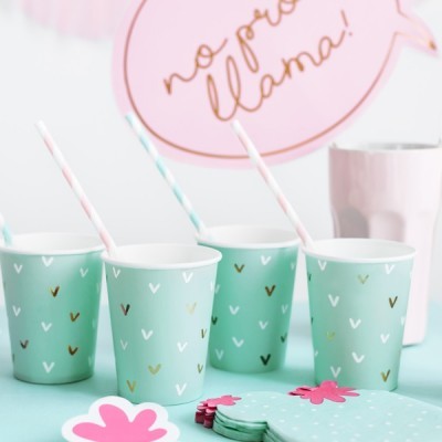 Copos Menta Corações Dourados