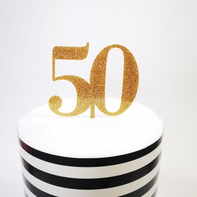 Topo Bolo 50 Dourado Glitter